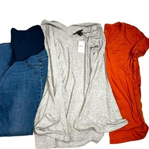 Maternity Bundle size M over the bump jeans T-shirt and NWT bell top
